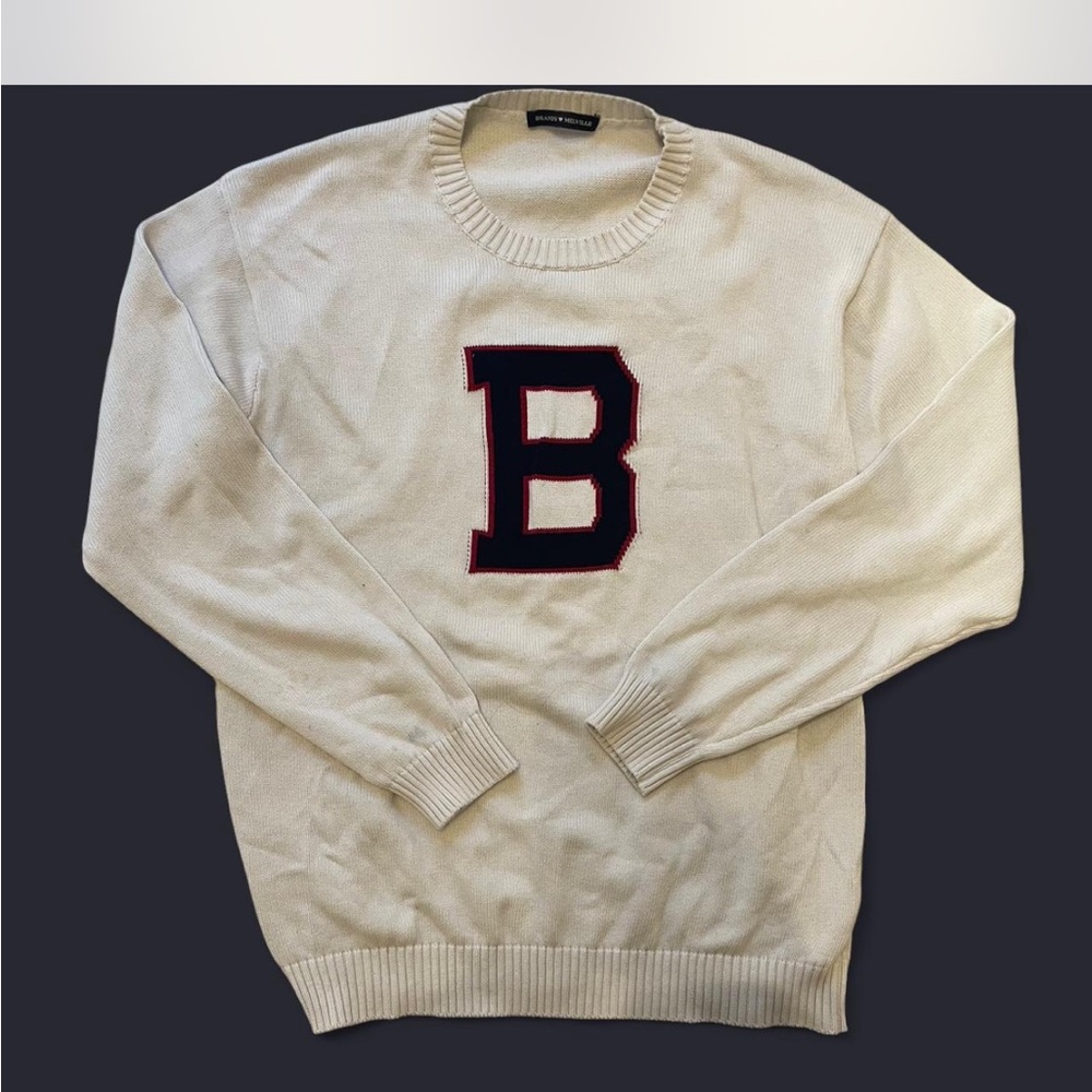 Brandy Melville Oversized Cream Sweater with “B” Lettering